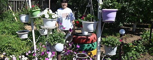 Александровогайцы «рисуют» картины из цветов